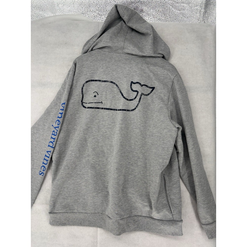 Vineyard Vines Full Zip Hoodie Large Gray Whale Graphic Fleece Spell Out